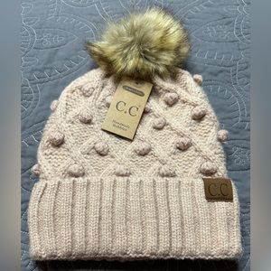 C.C Women’s Rose Pink Knit Pom Hat NWT One Size